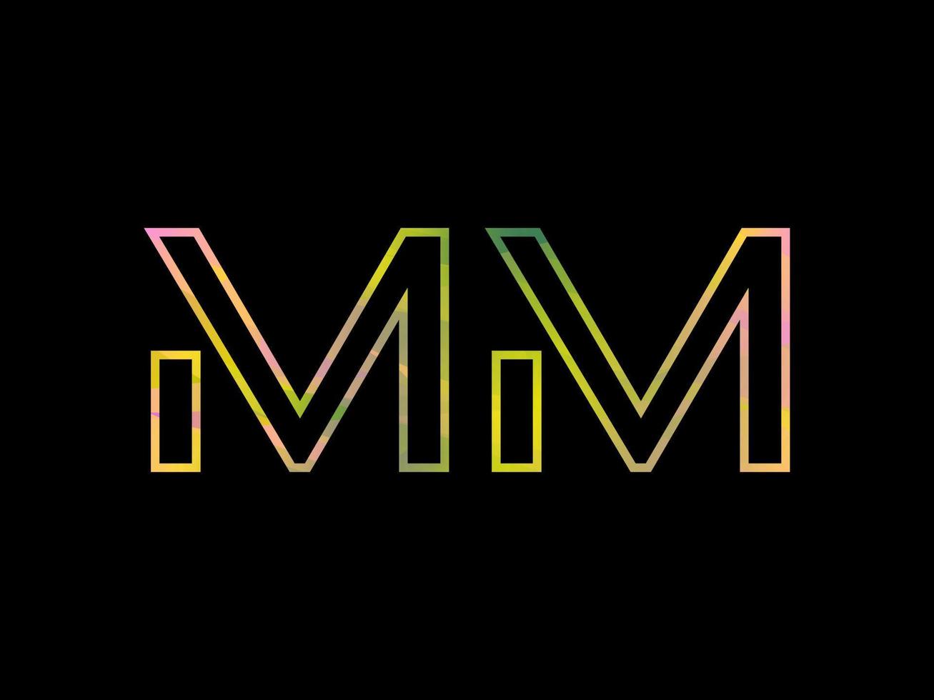 mm-Buchstaben-Logo mit buntem Regenbogen-Texturvektor. Pro-Vektor. vektor