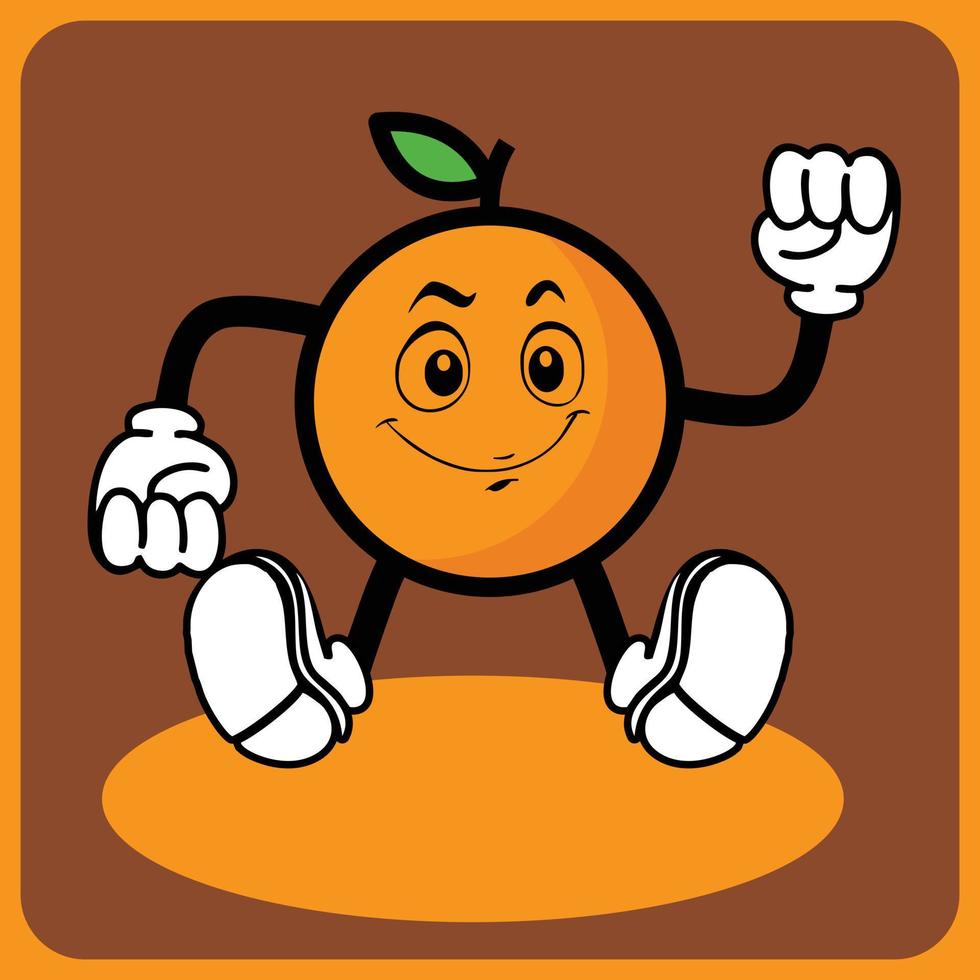 Vektorillustration einer orangefarbenen Zeichentrickfigur mit Beinen und Armen vektor