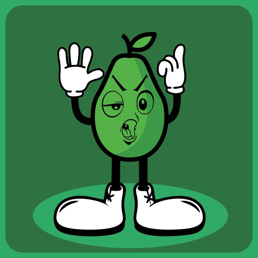 Vektor-Illustration einer Cartoon-Avocado-Figur mit Beinen und Armen vektor