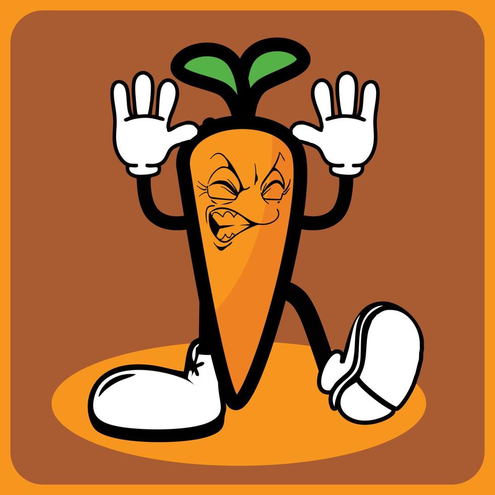 Vektor-Illustration einer Zeichentrickfigur Karotte mit Beinen und Armen vektor