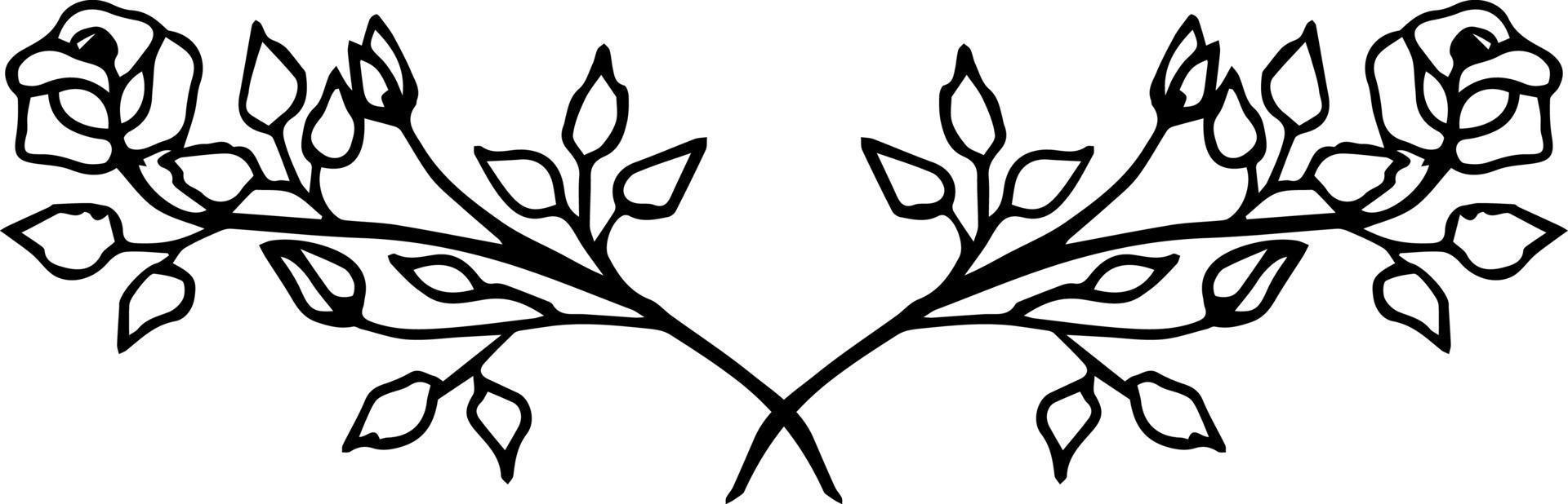 vektor illustration av en blommig prydnad i svart och vit färger