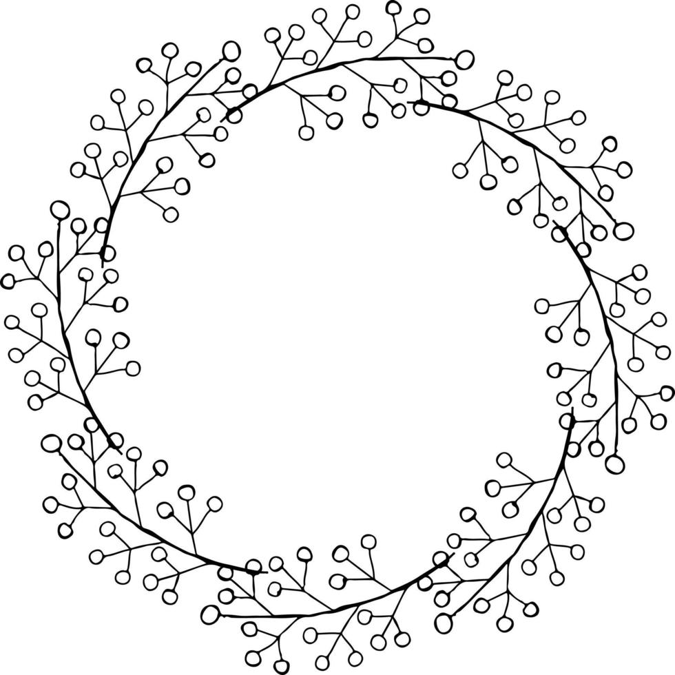 vektorillustration der kreisförmigen blumenrahmenverzierung in den schwarzen und weißen farben vektor