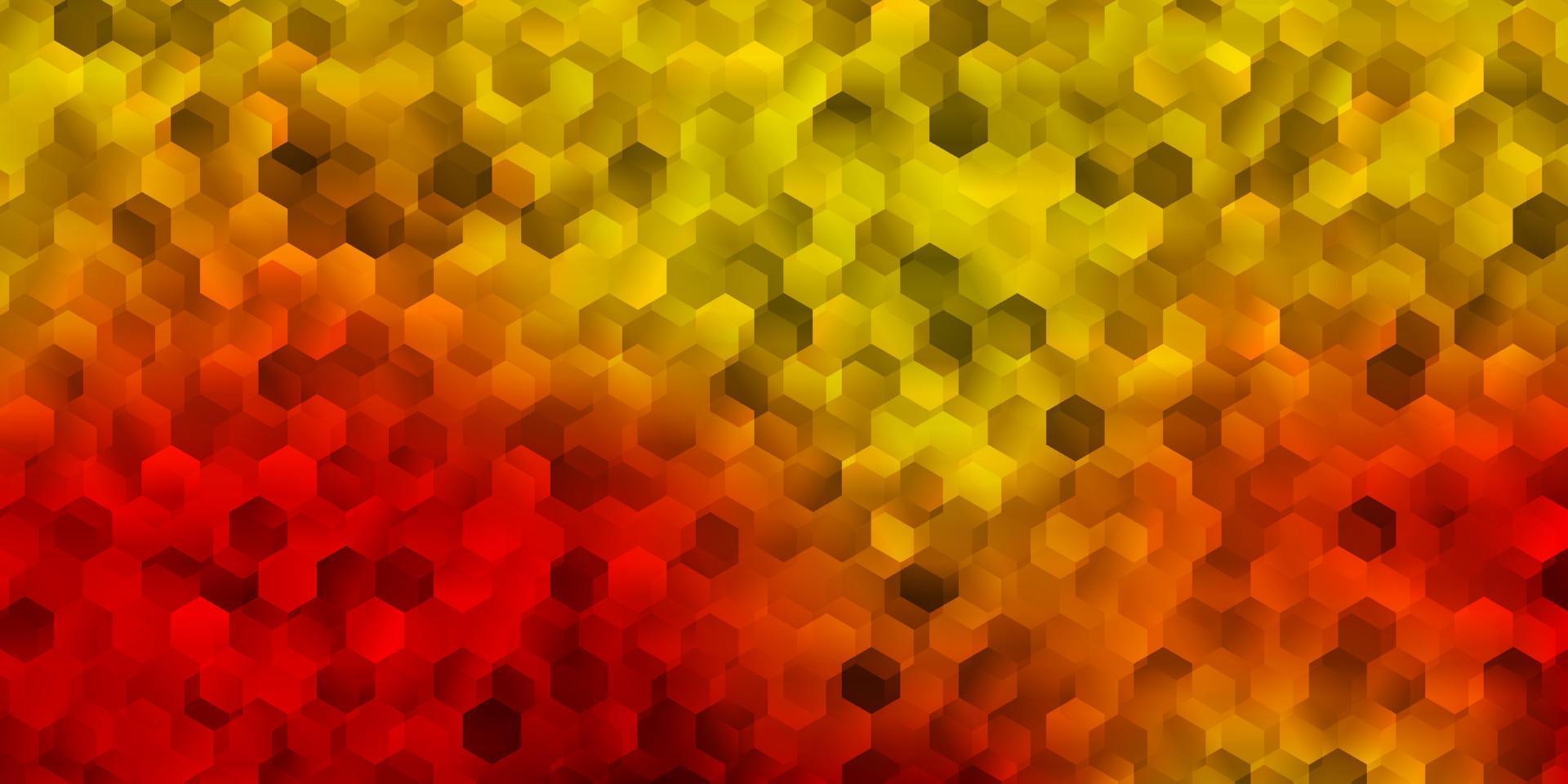 hellrosa, gelber Vektorhintergrund mit sechseckigen Formen. vektor