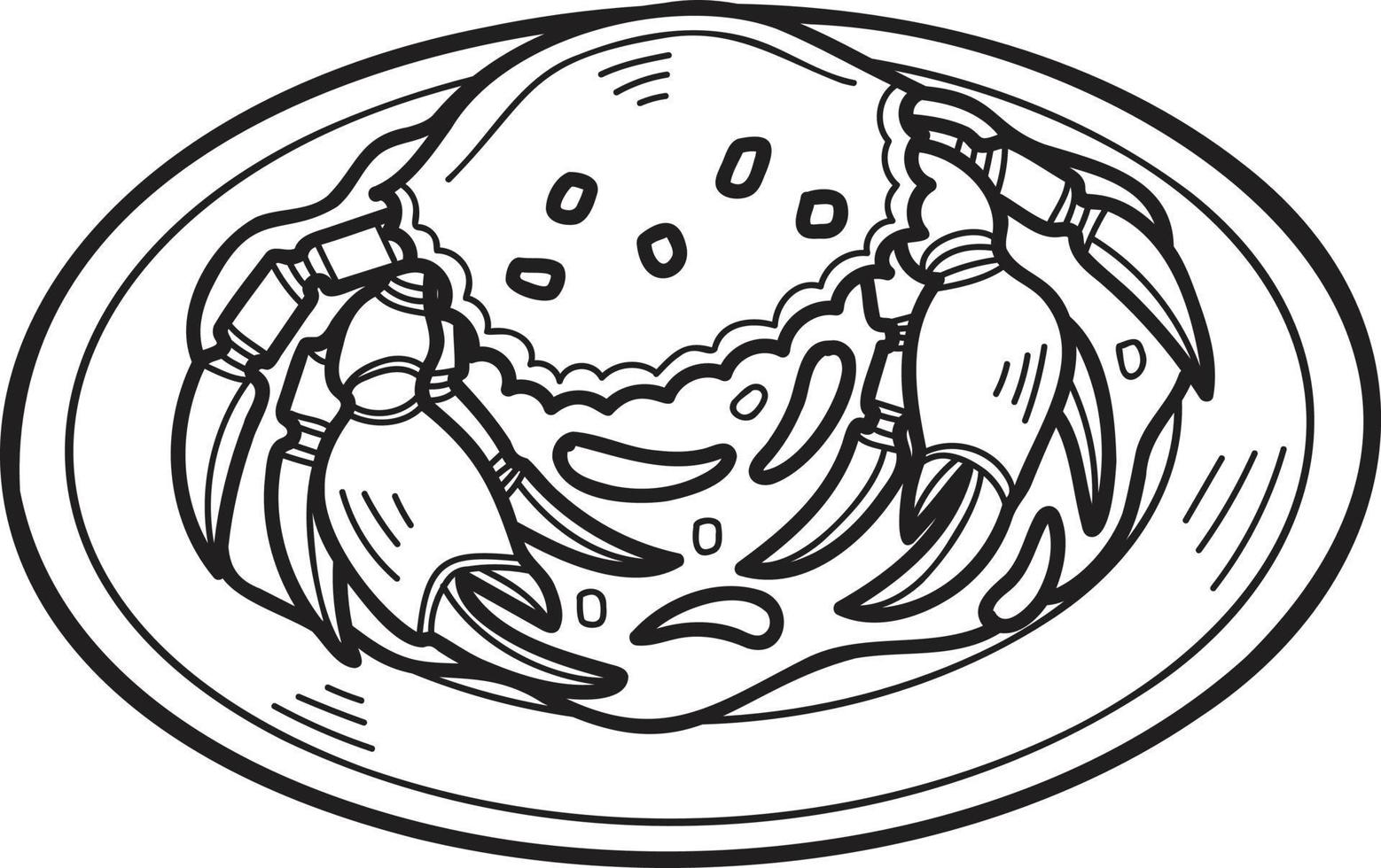 handgezeichnete gebratene krabbe mit currypulver oder thailändische lebensmittelillustration vektor