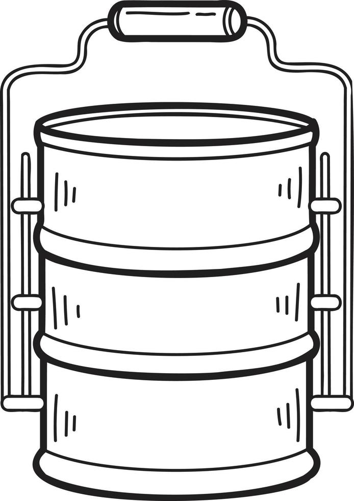 hand gezeichnete thailändische tiffin- und thailändische lebensmittelillustration vektor