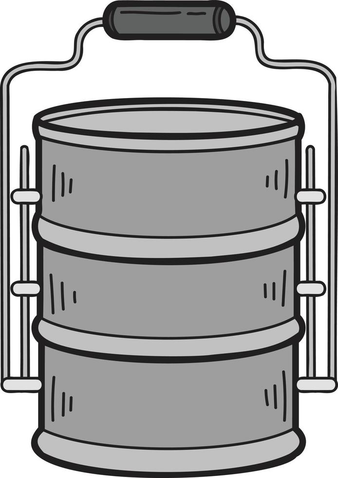 hand gezeichnete thailändische tiffin- und thailändische lebensmittelillustration vektor