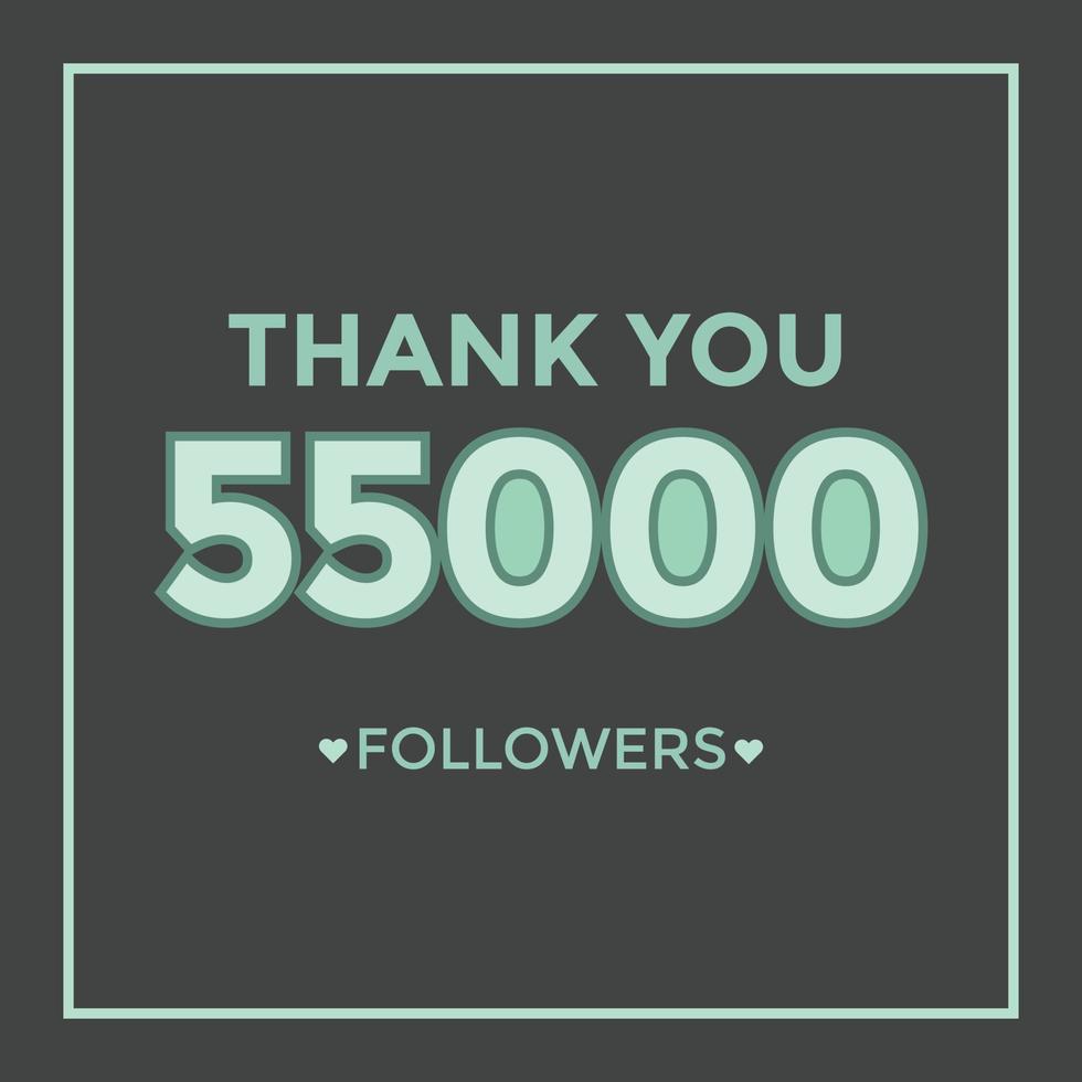 tacka du design hälsning kort mall för social nät följare, prenumeranter, tycka om. 55 000 anhängare. 55k följare firande vektor