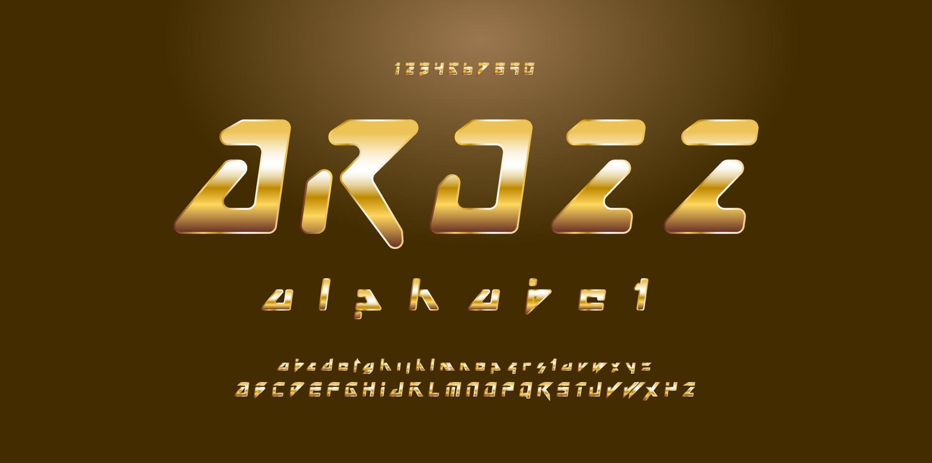 guld font och alfabet. vektor. vektor
