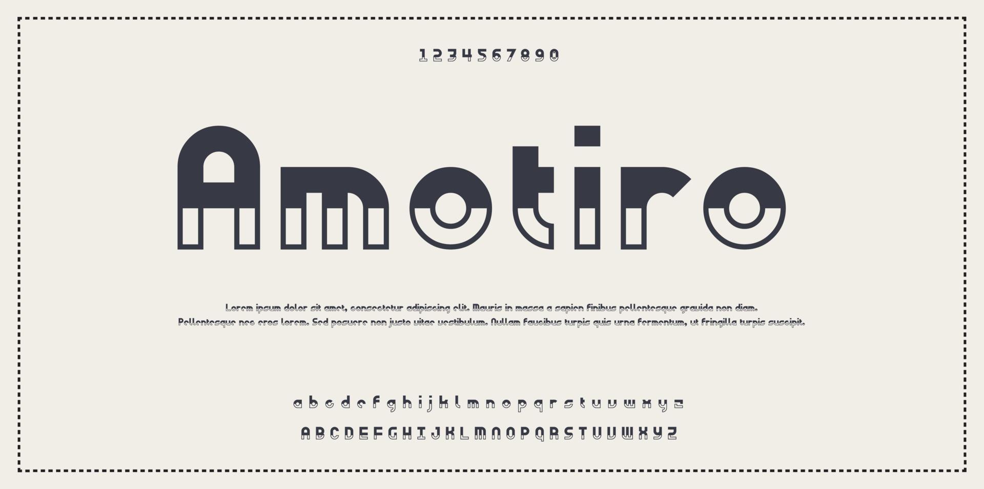 trendige alphabet buchstaben. typografie zukünftiges kreatives designkonzept schriften und zahlen. Vektorillustration. vektor