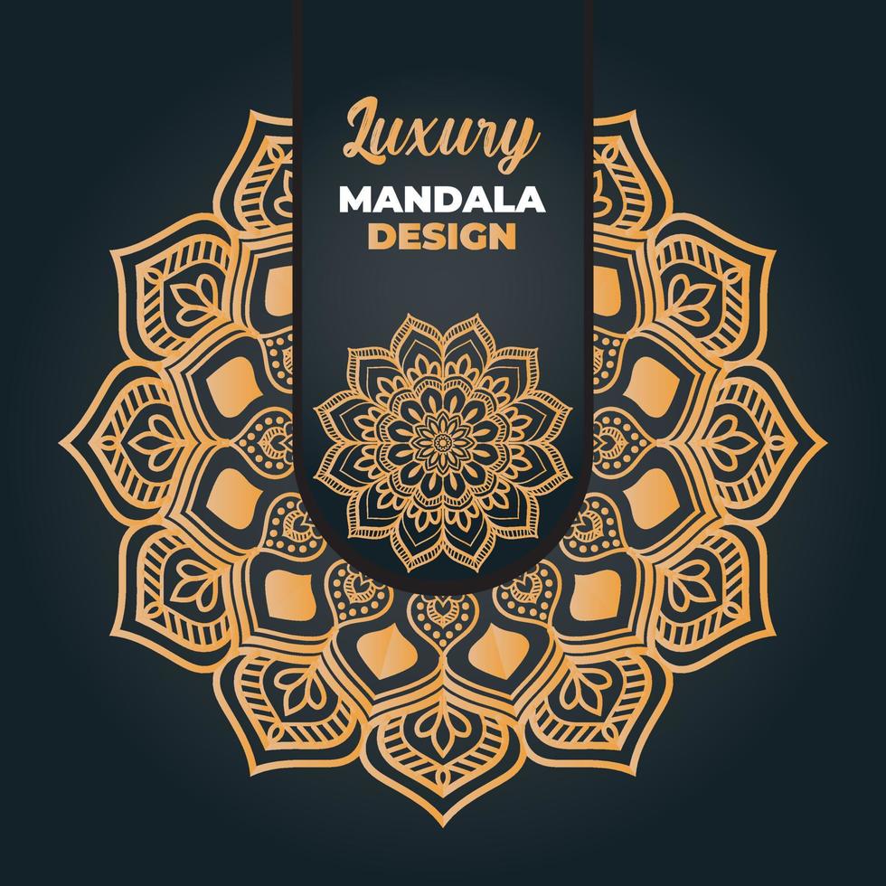 lyx dekorativ och bröllop mandala design och islamic bakgrund i gyllene Färg vektor