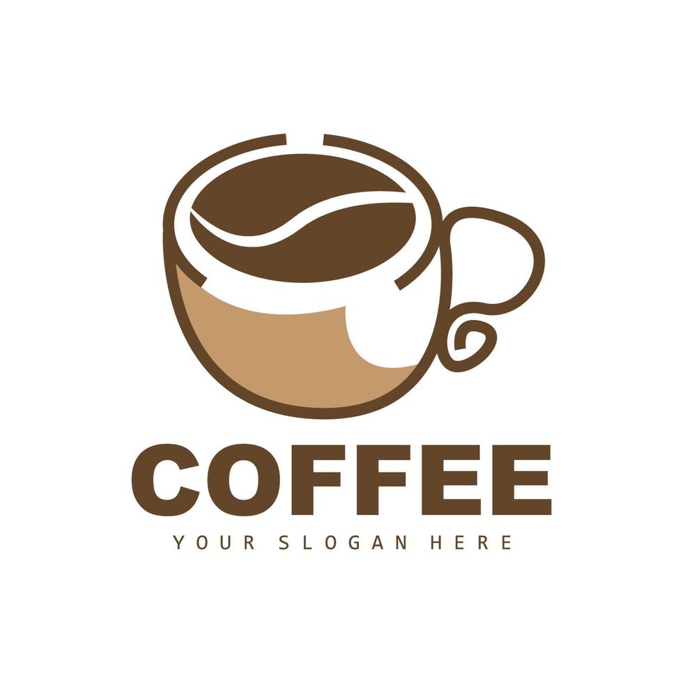 kaffe böna dryck logotyp design i brun Färg vektor illustration