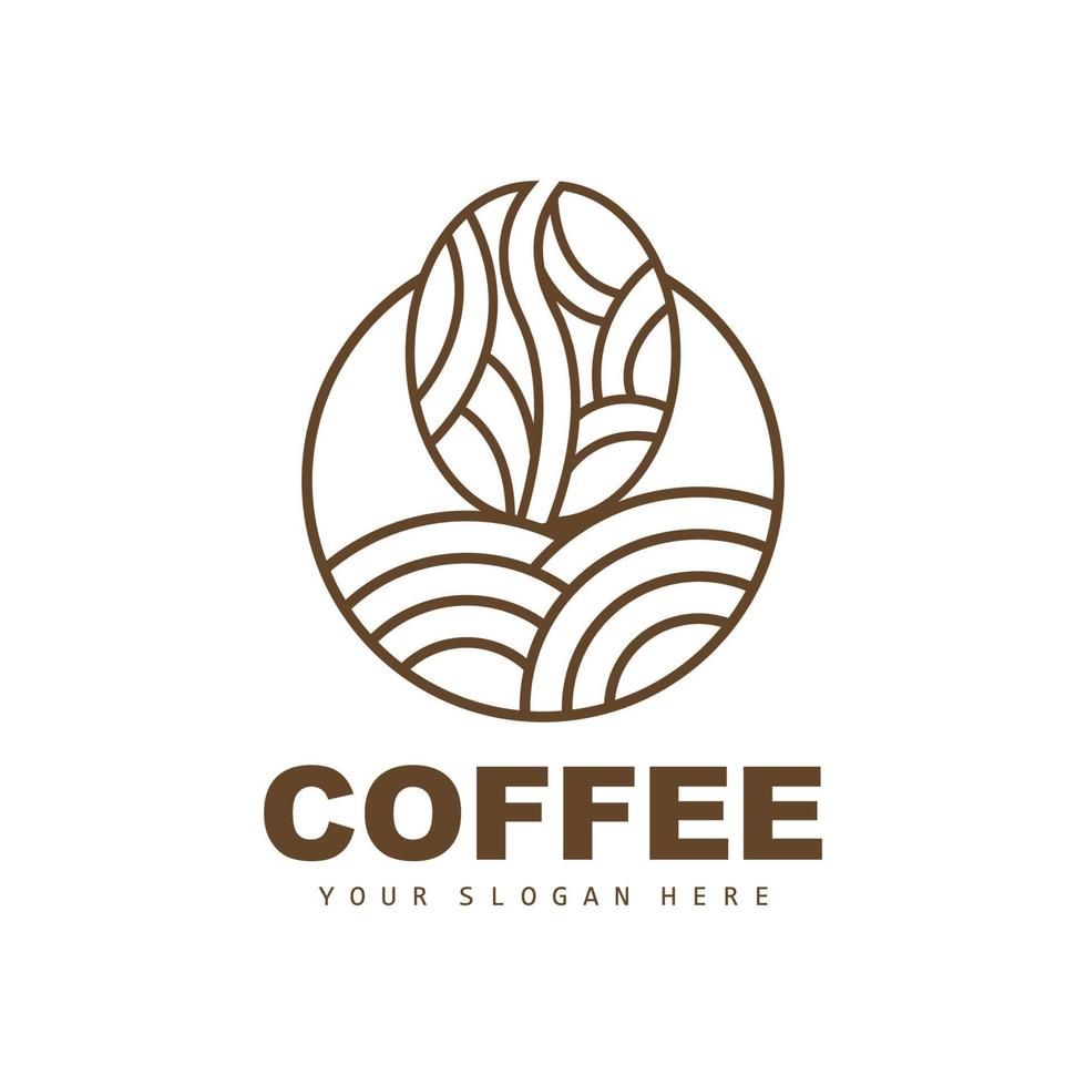 Logo-Design für Kaffeebohnengetränke in brauner Farbvektorillustration vektor