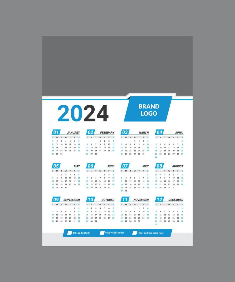 kalender 2023, kalender 2024 vecka Start måndag företags- uppsättning design mall vektor fil.