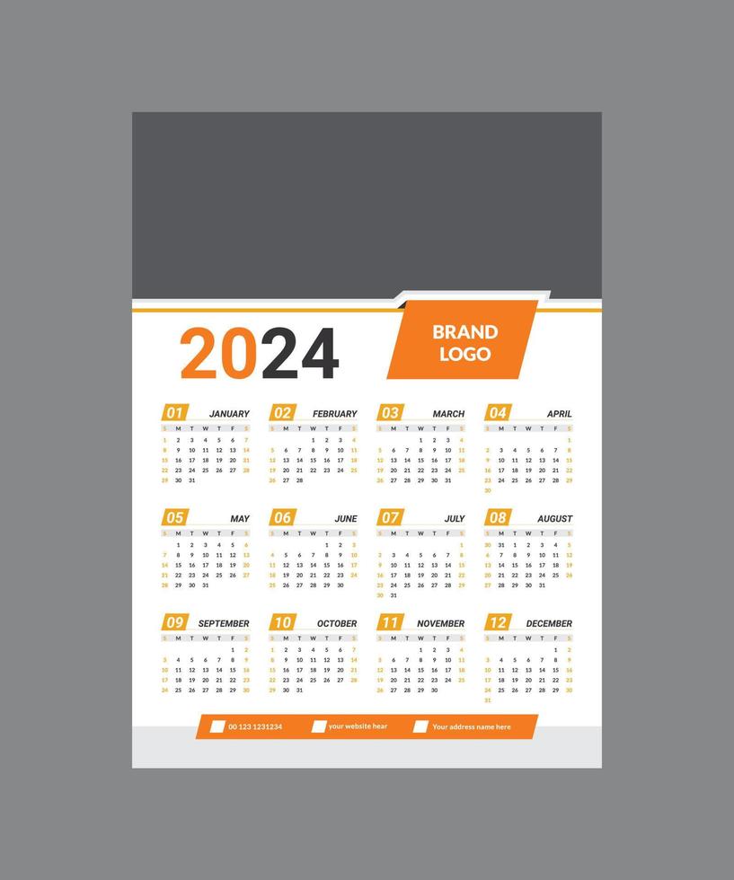 Kalender 2023, Kalender 2024 Wochenstart Montag Corporate Set Design Template Vektordatei. vektor