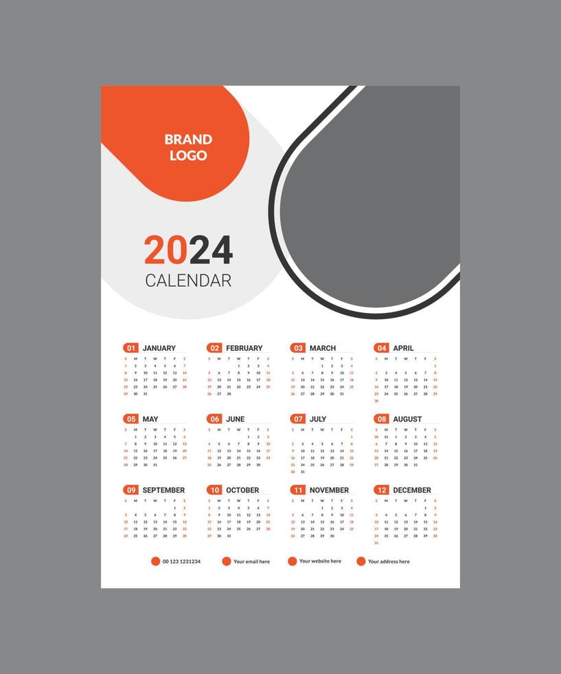 Kalender 2023, Kalender 2024 Wochenstart Montag Corporate Set Design Template Vektordatei. vektor