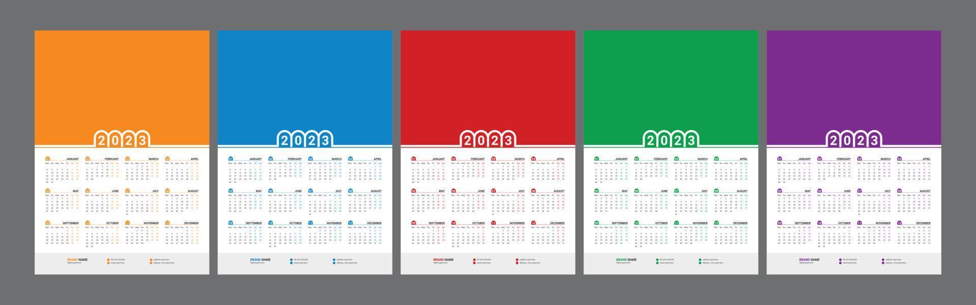 kalender 2023, kalender 2024 vecka Start måndag företags- uppsättning design mall vektor fil.