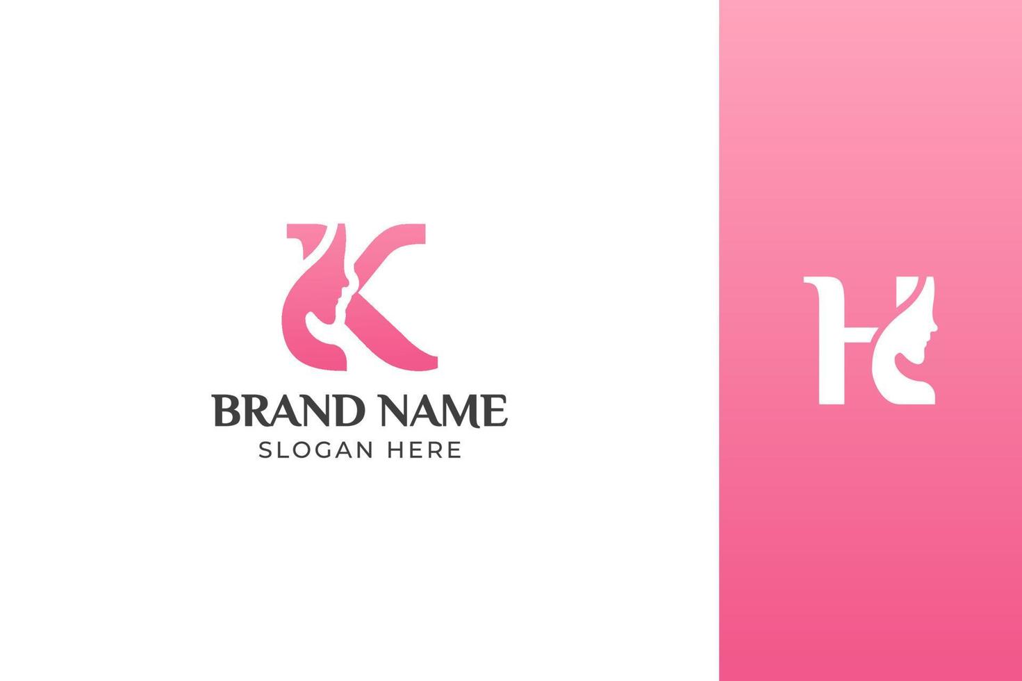 brev skönhet ansikte rosa logotyp design vektor