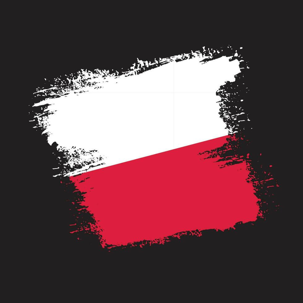 Polen Pinselrahmen Flaggenvektor vektor