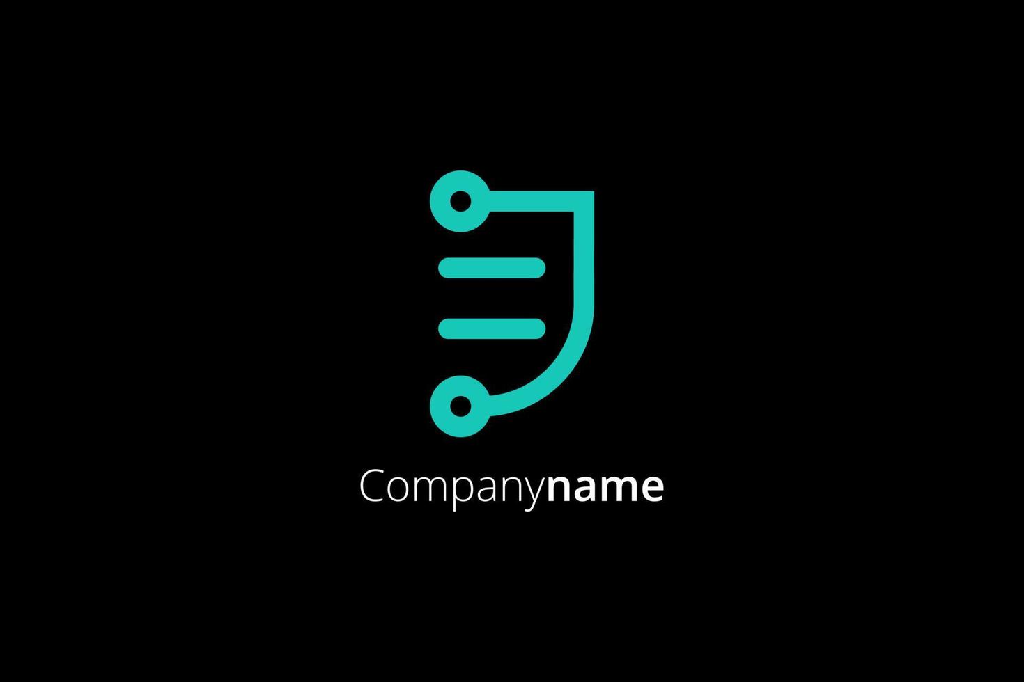 Letter J Line Logo, ein Halbschild-Logo, Tech-Logo gut für Tech-Business, Unternehmen oder Tech-J-Symbol vektor