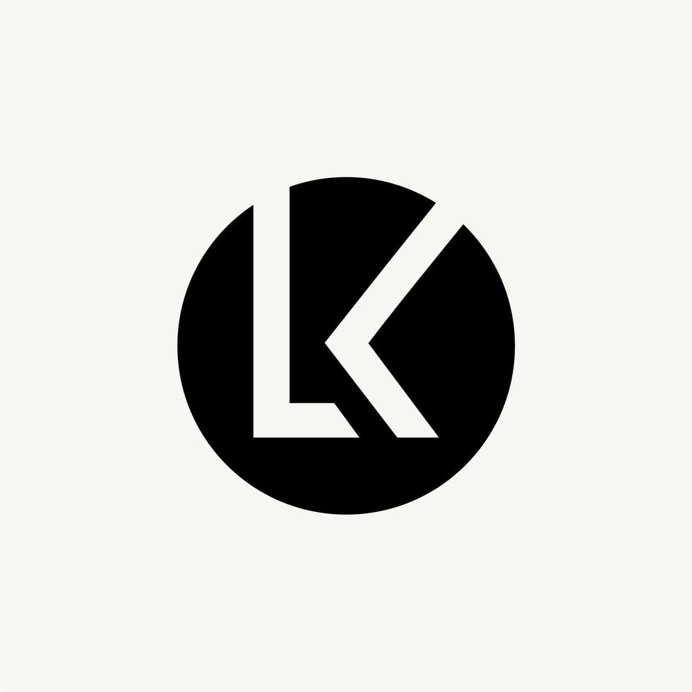 första brev lk negativ Plats logotyp design vektor