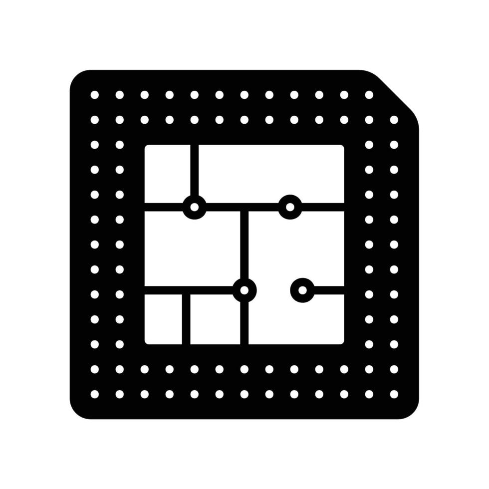 chipset eller processor ikon som huvud kontrollera enhet i dator teknologi vektor
