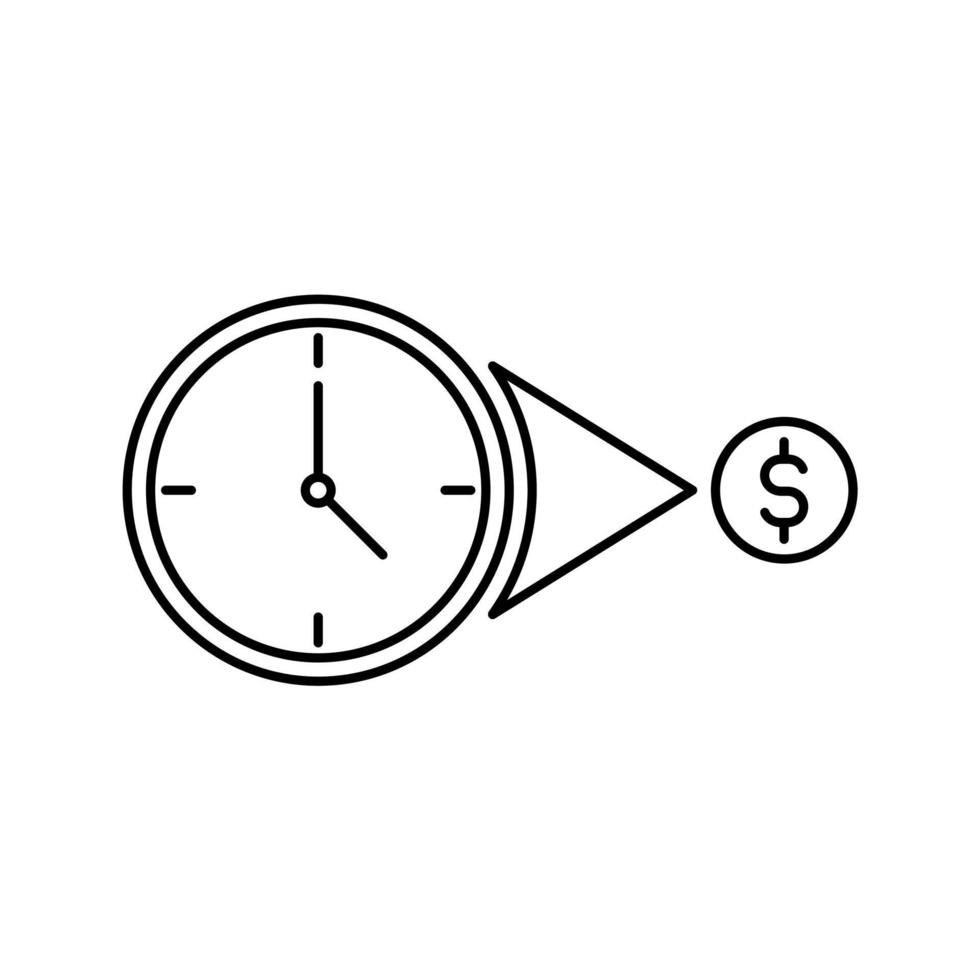 tid är pengar illustration, klocka med pengar ikon vektor