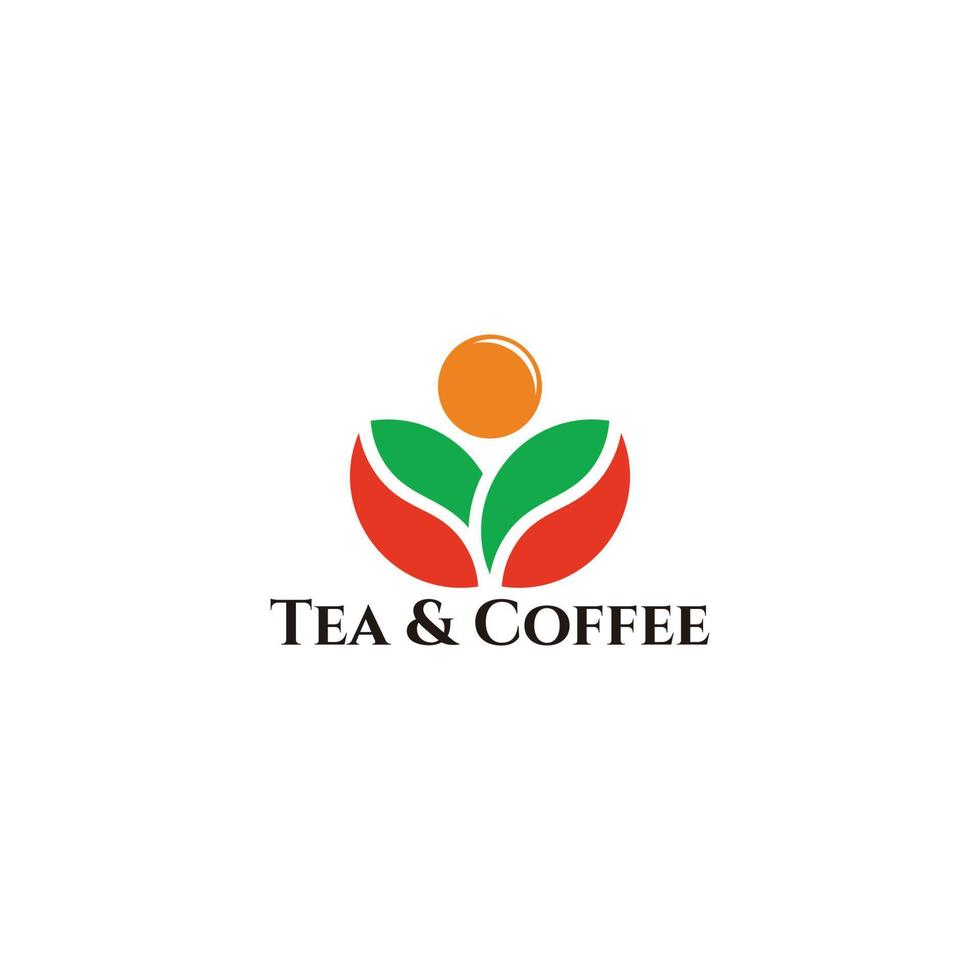 te blad och kaffe böna organisk symbol logotyp vektor