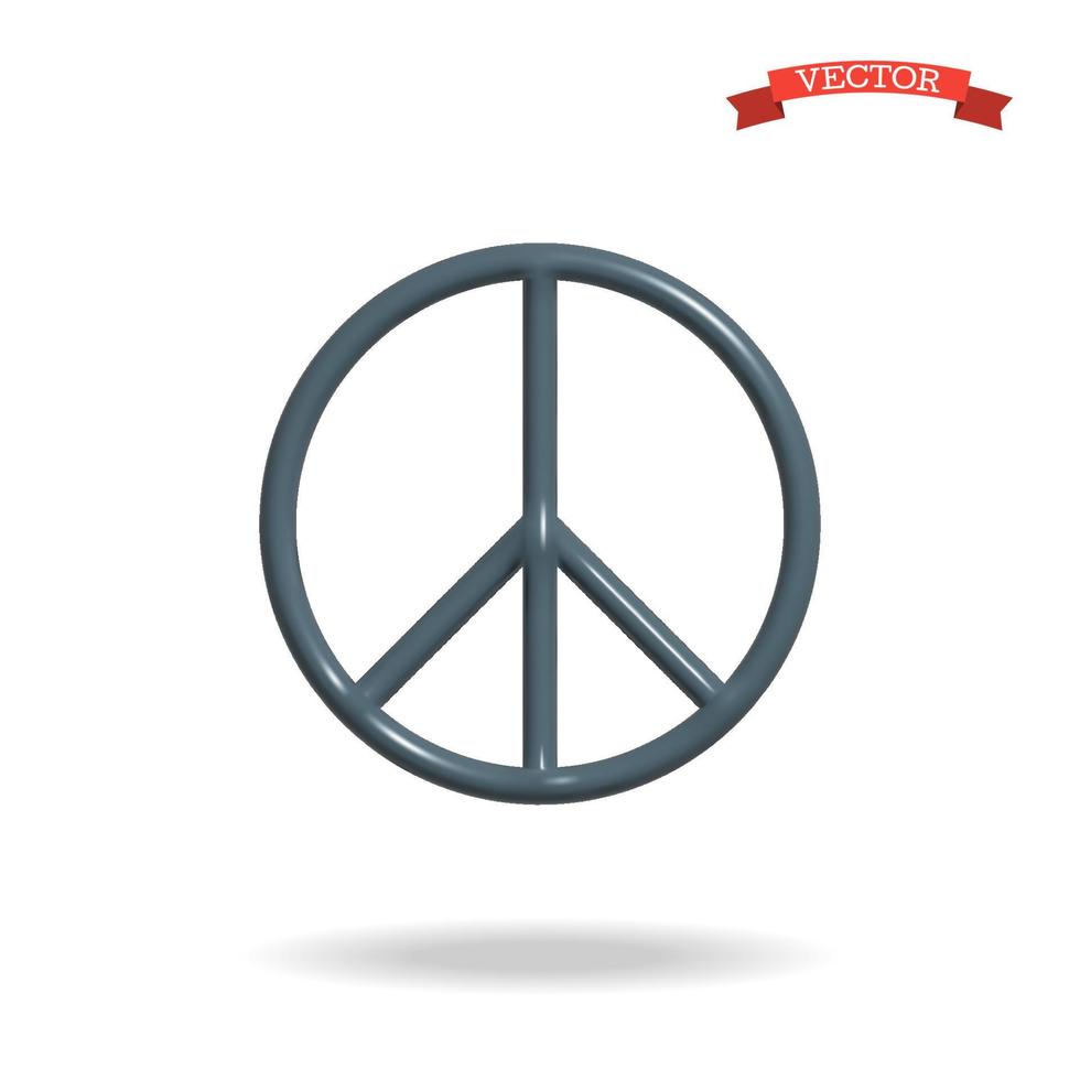3d fred tecken vektor ikon, realistisk glansig plast symbol.