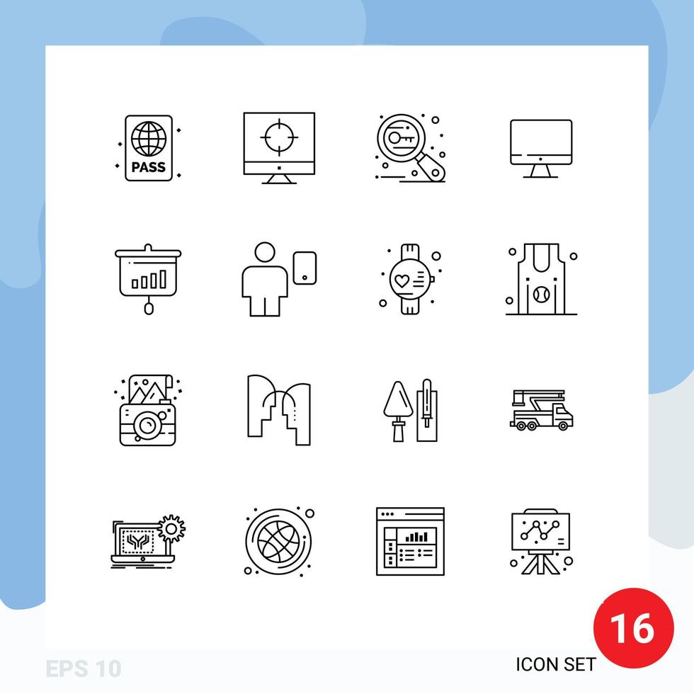 16 kreativ ikoner modern tecken och symboler av hårdvara övervaka targeting dator Sök redigerbar vektor design element