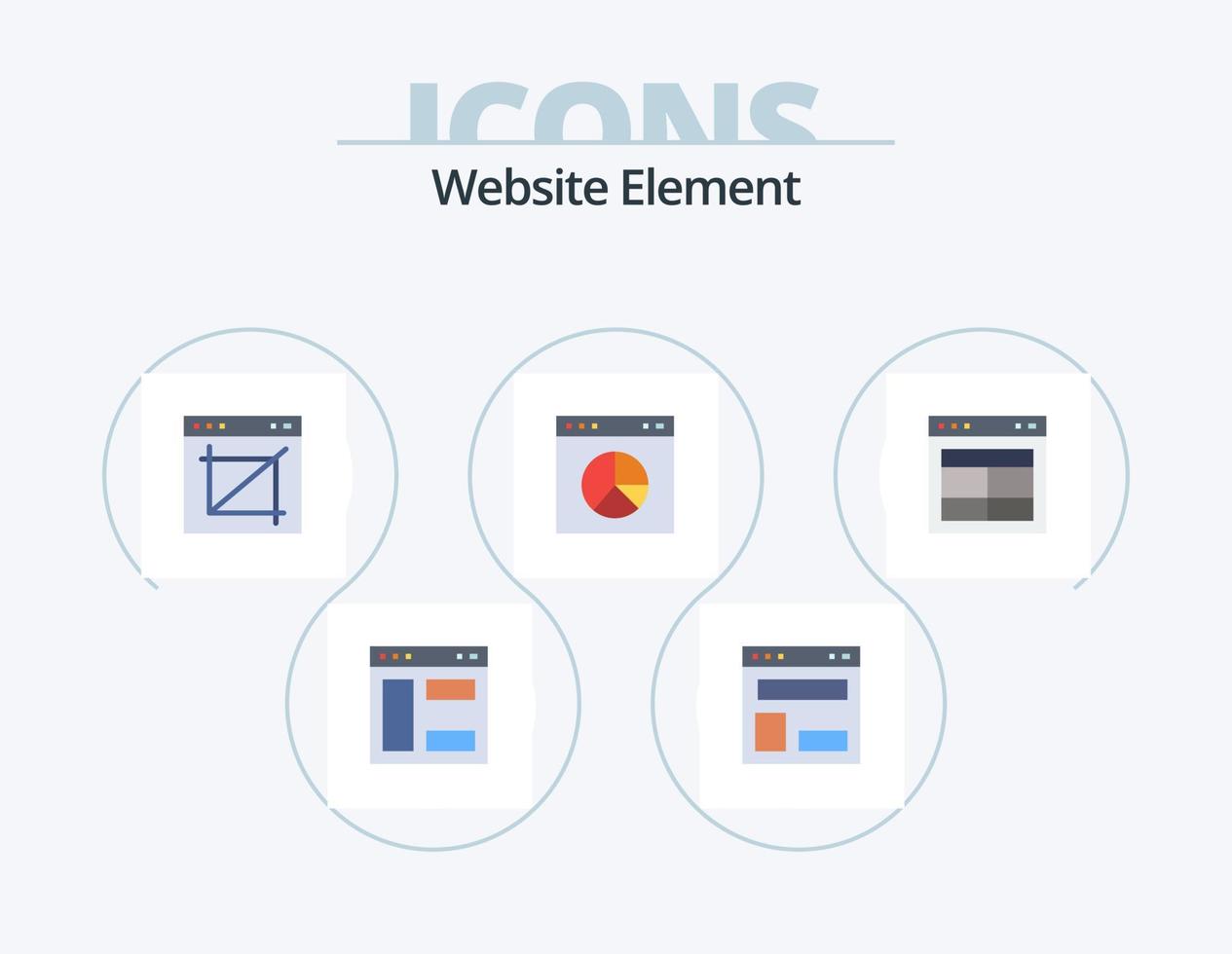 Website-Element flach Icon Pack 5 Icon-Design. Webseite. Internet. Website-Layout. Geschäft. Netz vektor