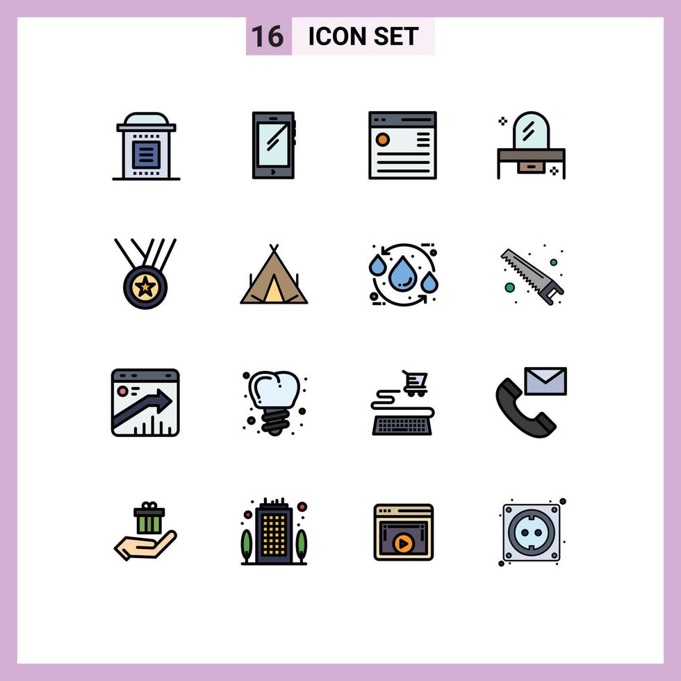 universell ikon symboler grupp av 16 modern platt Färg fylld rader av låda skönhet android användare gränssnitt redigerbar kreativ vektor design element