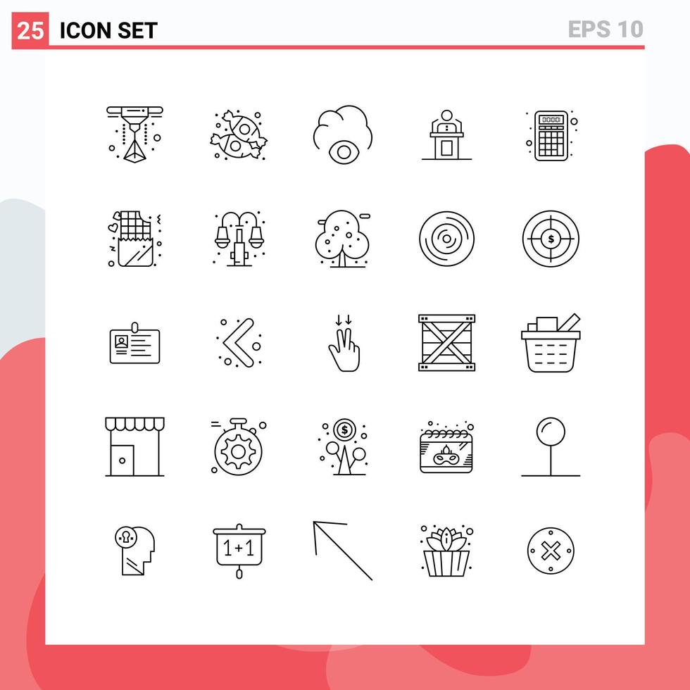 uppsättning av 25 modern ui ikoner symboler tecken för kalkylator Tal Gud seminarium professionell redigerbar vektor design element