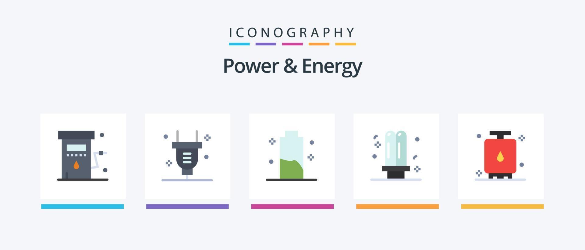 kraft och energi platt 5 ikon packa Inklusive fluorescerande. elektricitet. elektricitet. Glödlampa. energi. kreativ ikoner design vektor