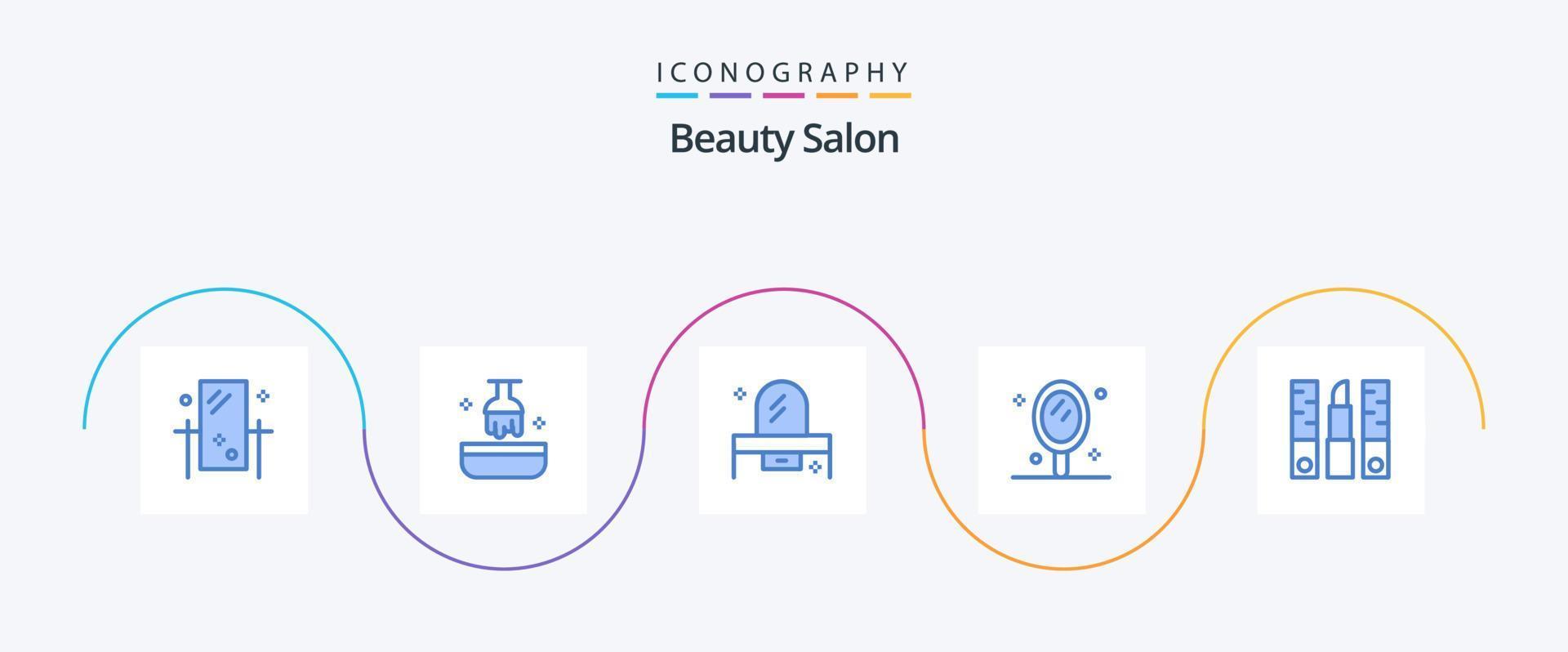 Beauty Salon Blue 5 Icon Pack inklusive Salon. Hand. Salon. Schönheit. Kommode vektor