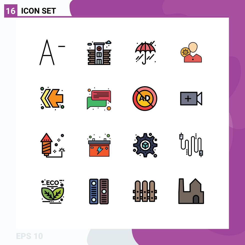 uppsättning av 16 modern ui ikoner symboler tecken för vänster pilar arbete användare personlig redigerbar kreativ vektor design element