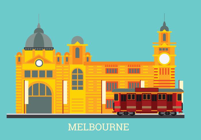 Flinders Station i Melbourne City Vector
