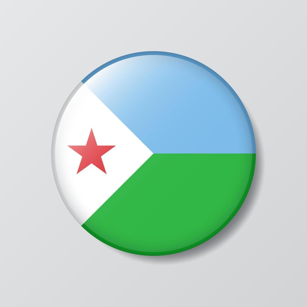 glänzende Knopfkreis geformte Illustration der Dschibuti-Flagge vektor