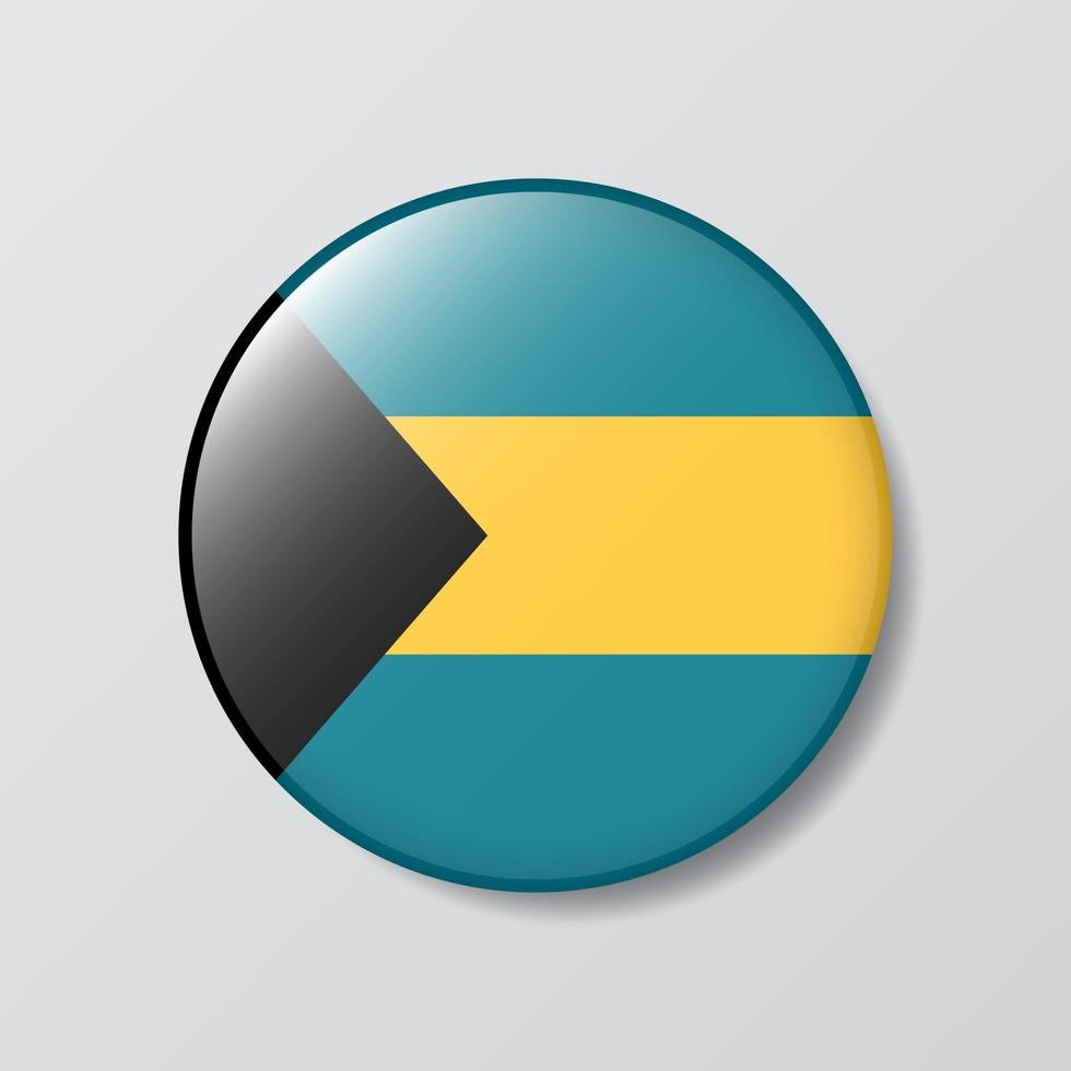 glansig knapp cirkel formad illustration av Bahamas flagga vektor