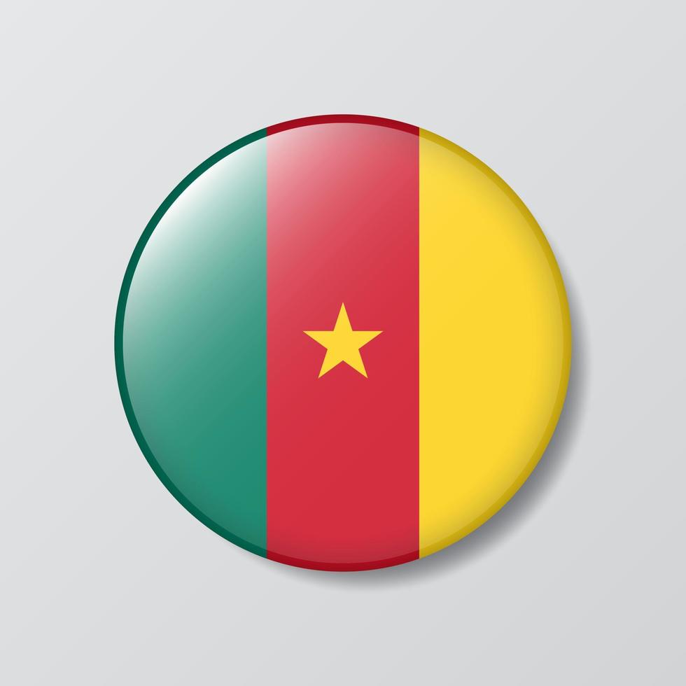 glansig knapp cirkel formad illustration av cameroon flagga vektor