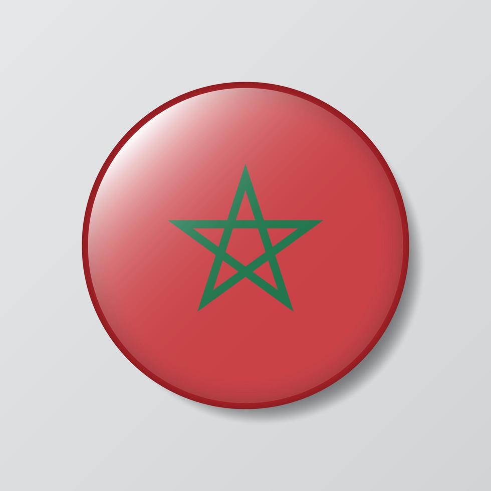glansig knapp cirkel formad illustration av marocko flagga vektor