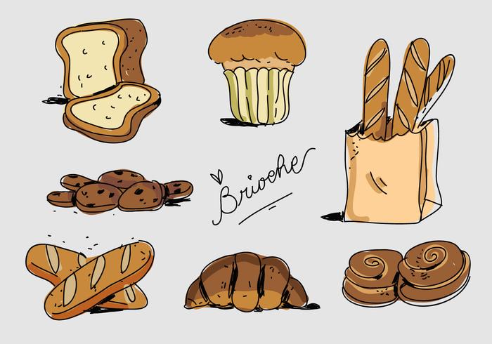 Französische Bäckerei Brioche Hand gezeichnet Vektor-Illustration vektor