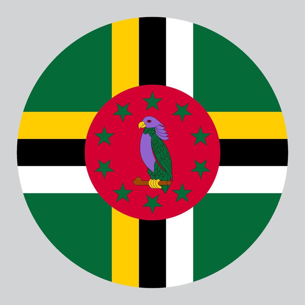 flache kreisförmige illustration der dominica-flagge vektor