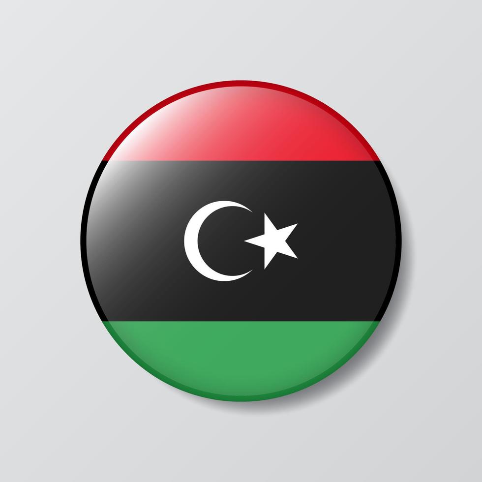 Hochglanz-Knopf kreisförmige Abbildung der Libyen-Flagge vektor