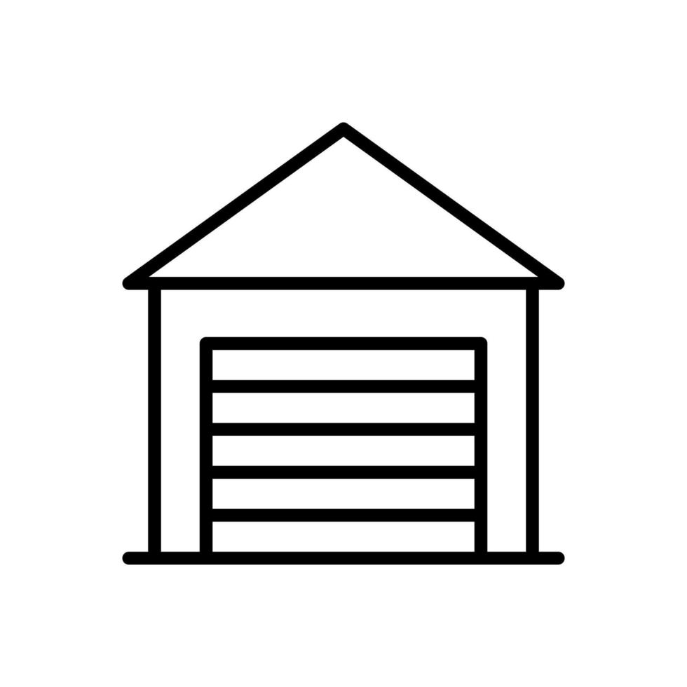 Garagengebäude Symbol flacher Linienstil Vektor für Grafik- und Webdesign