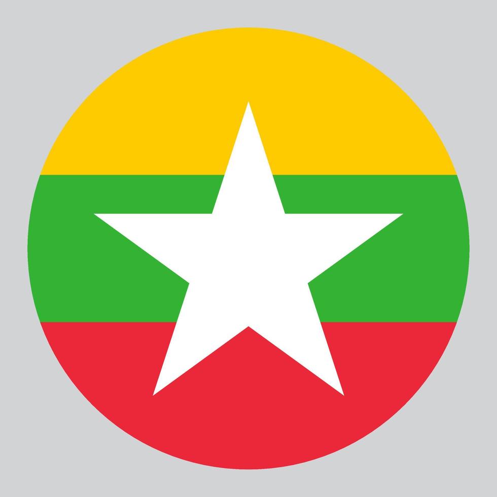 Flache kreisförmige Illustration der Myanmar-Flagge vektor