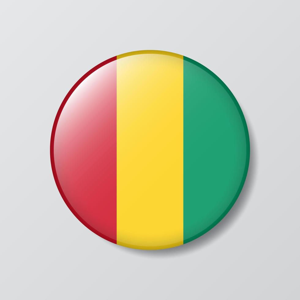 glansig knapp cirkel formad illustration av guinea flagga vektor