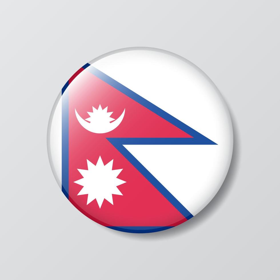 glansig knapp cirkel formad illustration av nepal flagga vektor