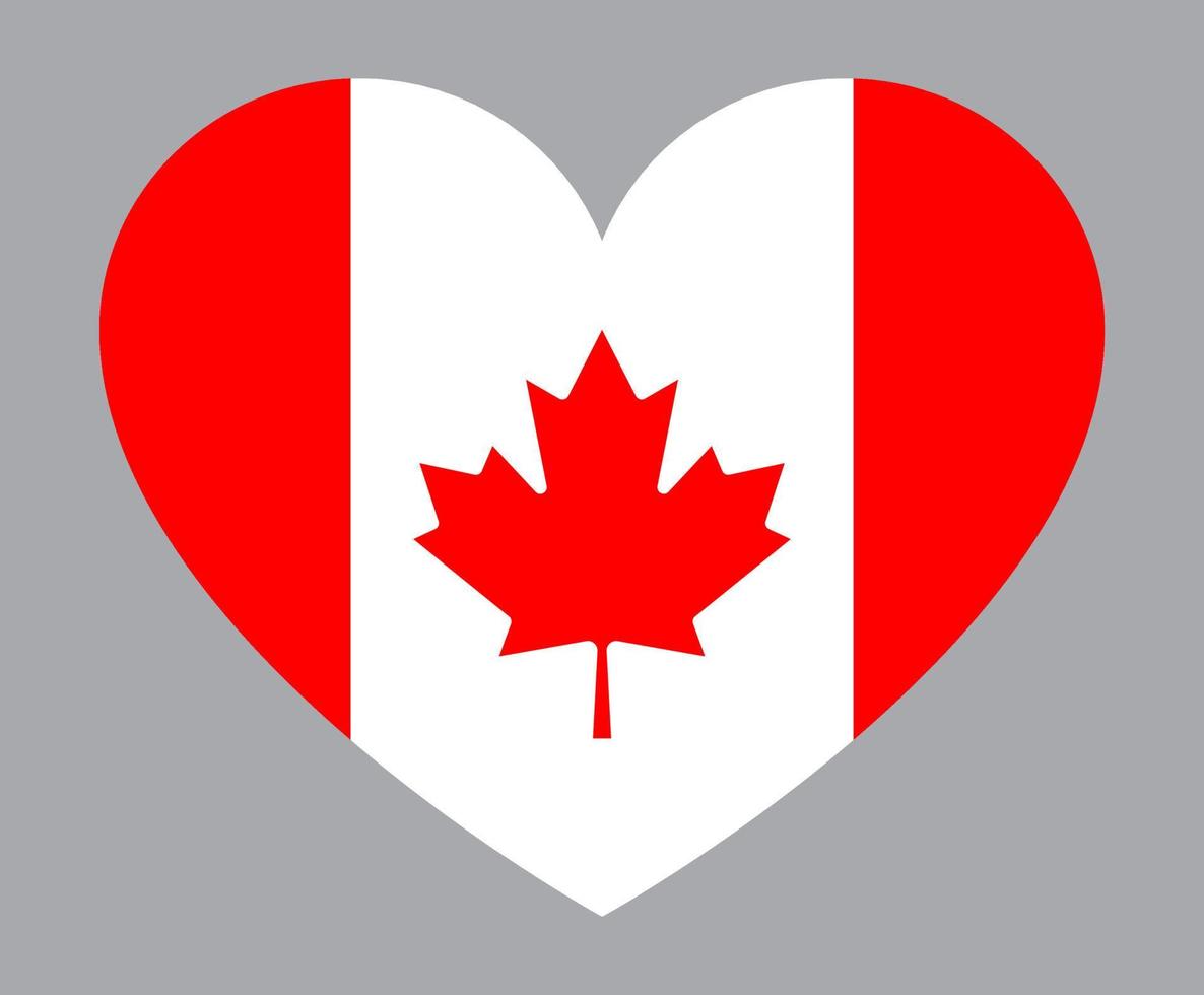 flache herzförmige illustration der kanada-flagge vektor
