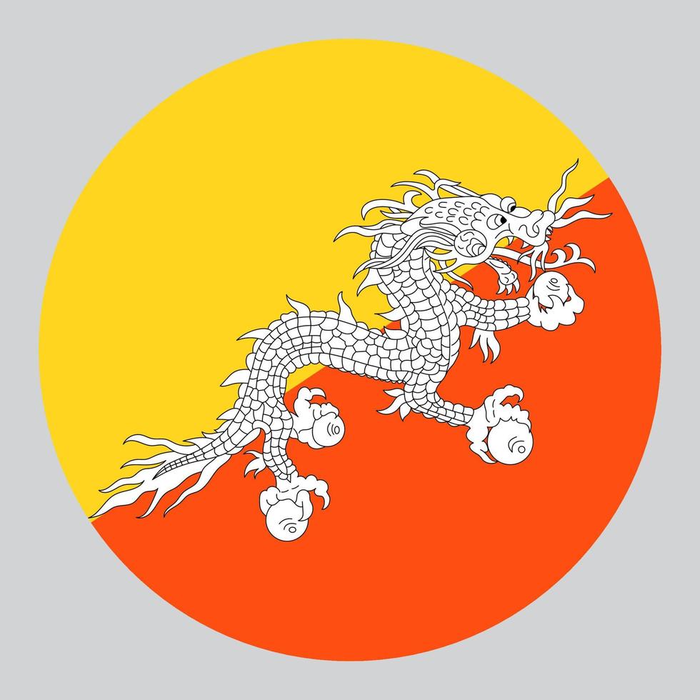 platt cirkel formad illustration av bhutan flagga vektor