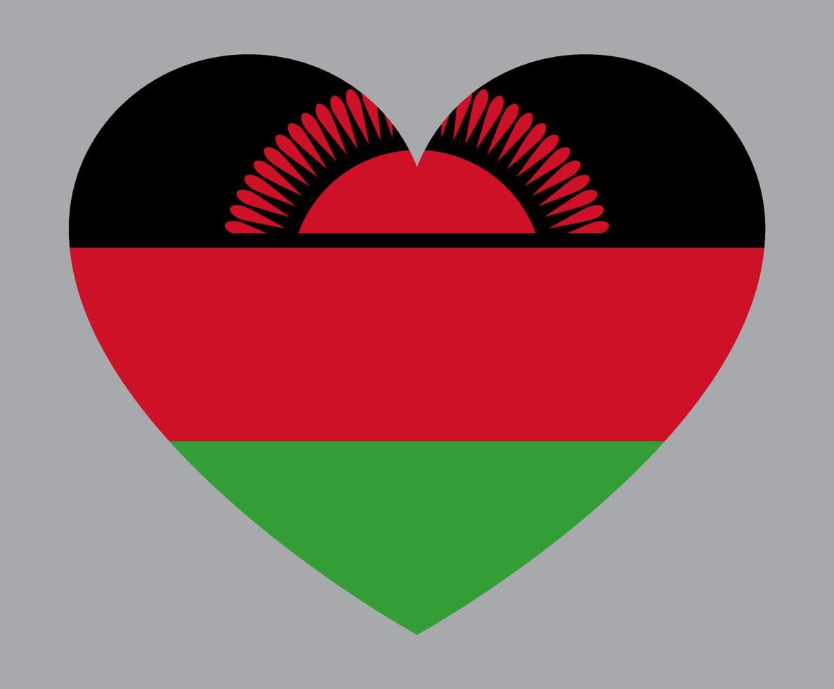 flache herzförmige illustration der malawi-flagge vektor